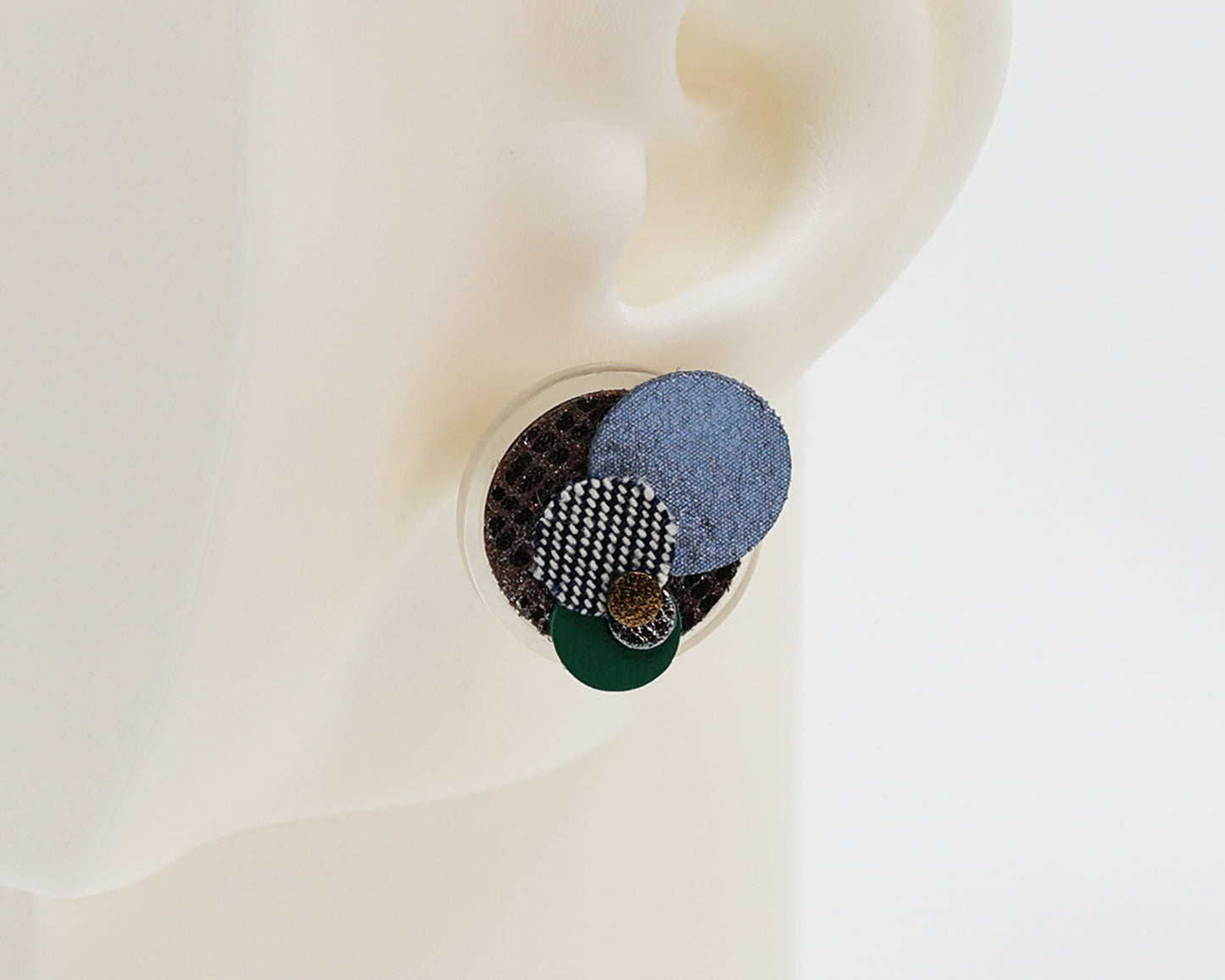 Asymmetrical Italian Leather Circle Earrings #A009