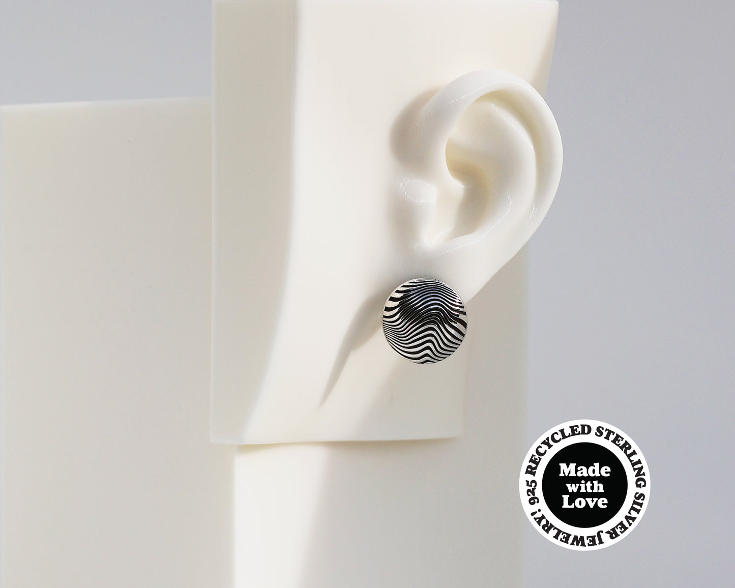 Mismatched "Ray" & "Wave" Sterling Silver Dome Earrings #AD006