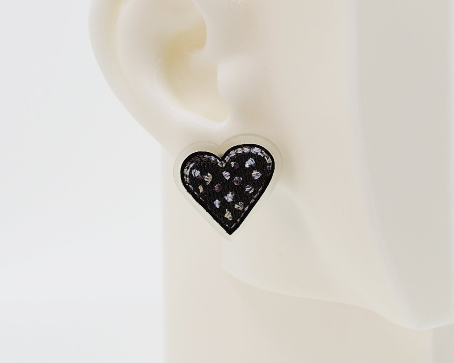 Embroidery Heart #A008 Earrings