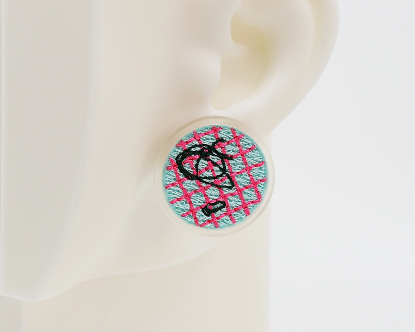 Asymmetrical Embroidery Note #A004 Earrings
