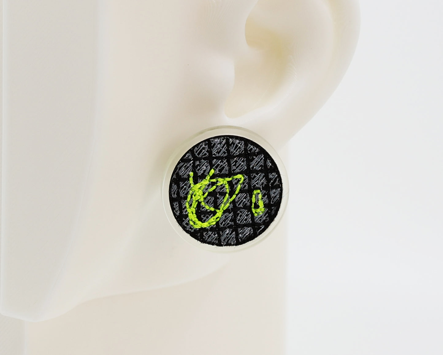 Asymmetrical Embroidery Note #A006 Earrings
