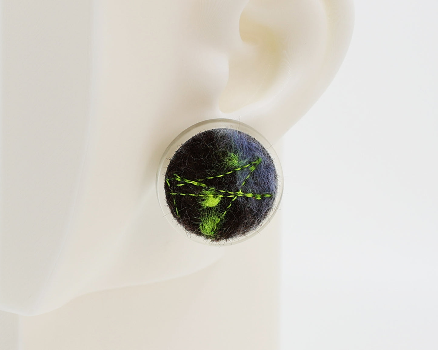 Wool & Fiber Asymmetrical Earrings #A001