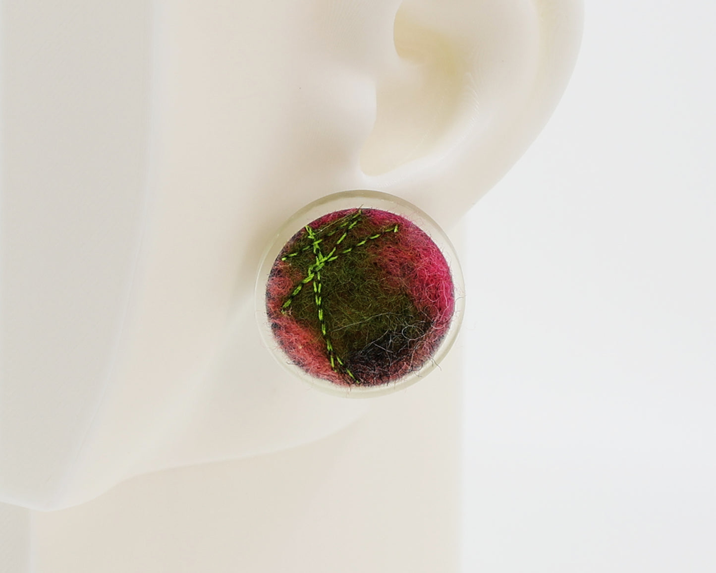 Wool & Fiber Asymmetrical Earrings #A004