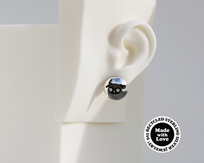 Mismatched Pugs Sterling Silver Dome Earrings #AD010