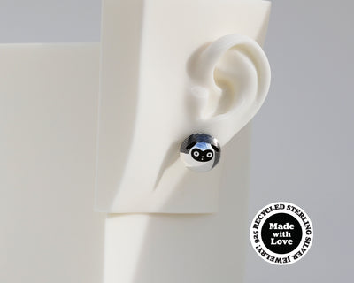 Mismatched Pugs Sterling Silver Dome Earrings #AD010