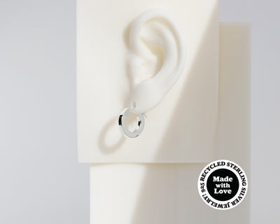 Sterling Silver 2 Hoops, 1 Charm Earrings #AL002