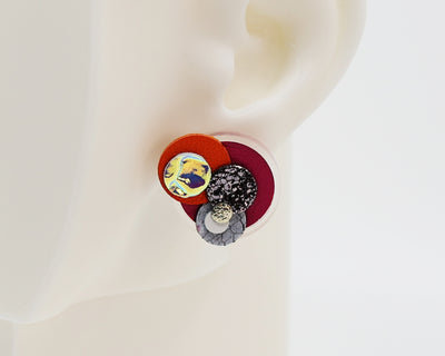 Asymmetrical Italian Leather Circle Earrings #A001