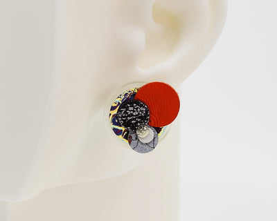 Asymmetrical Italian Leather Circle Earrings #A001
