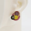 Asymmetrical Italian Leather Circle Earrings #A002