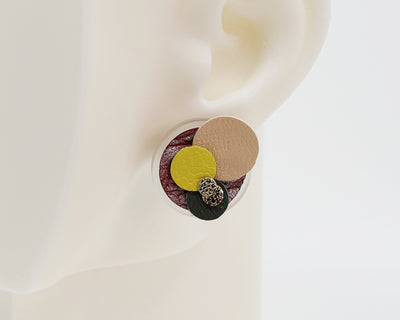 Asymmetrical Italian Leather Circle Earrings #A002