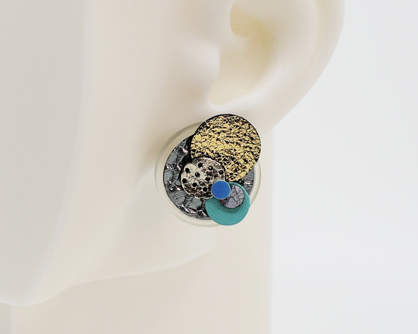 Asymmetrical Italian Leather Circle Earrings #A003