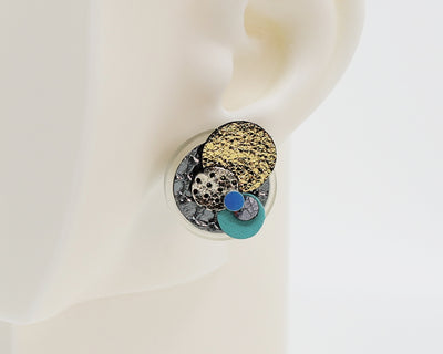 Asymmetrical Italian Leather Circle Earrings #A003