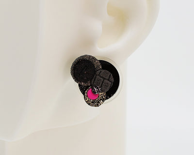 Asymmetrical Italian Leather Circle Earrings #A005