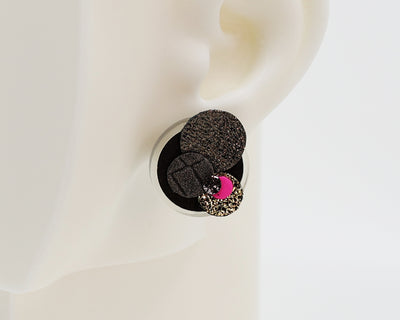 Asymmetrical Italian Leather Circle Earrings #A005