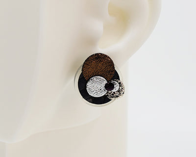 Asymmetrical Italian Leather Circle Earrings #A006