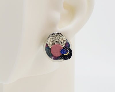 Asymmetrical Italian Leather Circle Earrings #A007