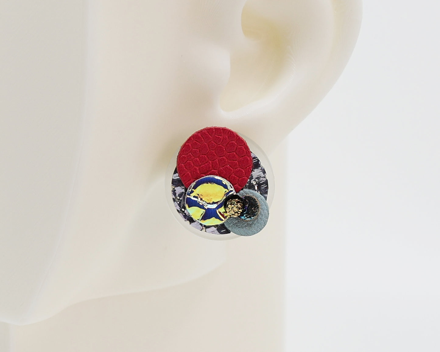 Asymmetrical Italian Leather Circle Earrings #A008