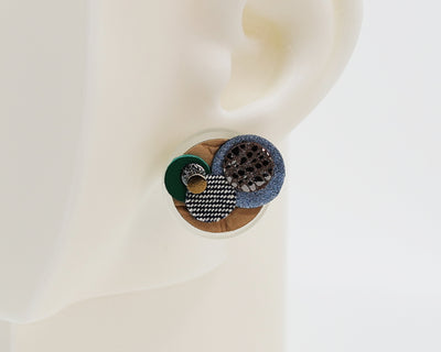 Asymmetrical Italian Leather Circle Earrings #A009
