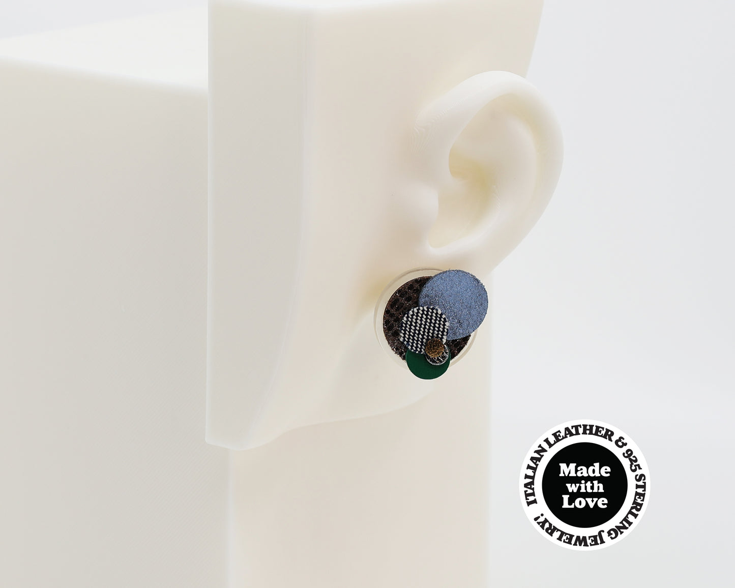 Asymmetrical Italian Leather Circle Earrings #A009