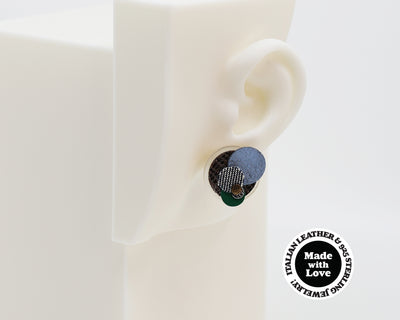 Asymmetrical Italian Leather Circle Earrings #A009