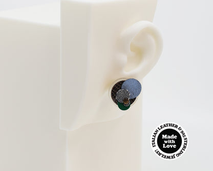 Asymmetrical Italian Leather Circle Earrings #A009