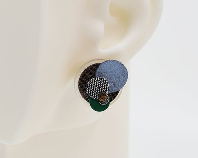 Asymmetrical Italian Leather Circle Earrings #A009