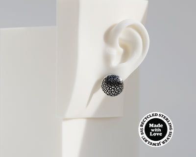 Mismatched "Leopard Print" & "Grid" Sterling Silver Dome Earrings #AD001