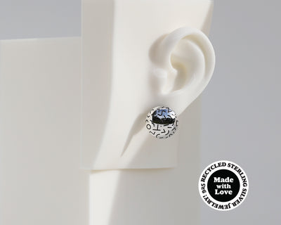 Mismatched "Memphis Style" & "Grid" Sterling Silver Dome Earrings #AD002
