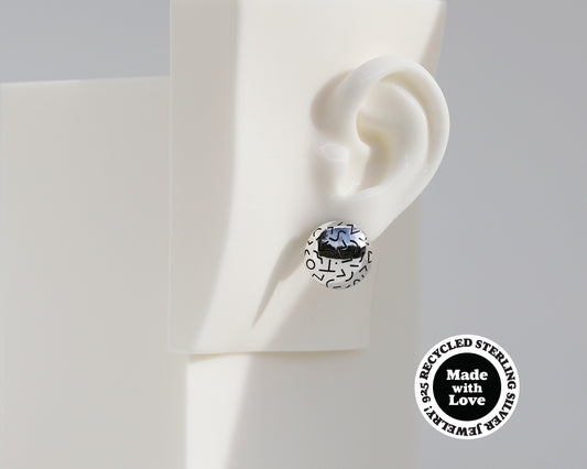 "Memphis Style" & "Grid" Sterling Silver Dome Earrings #AD002