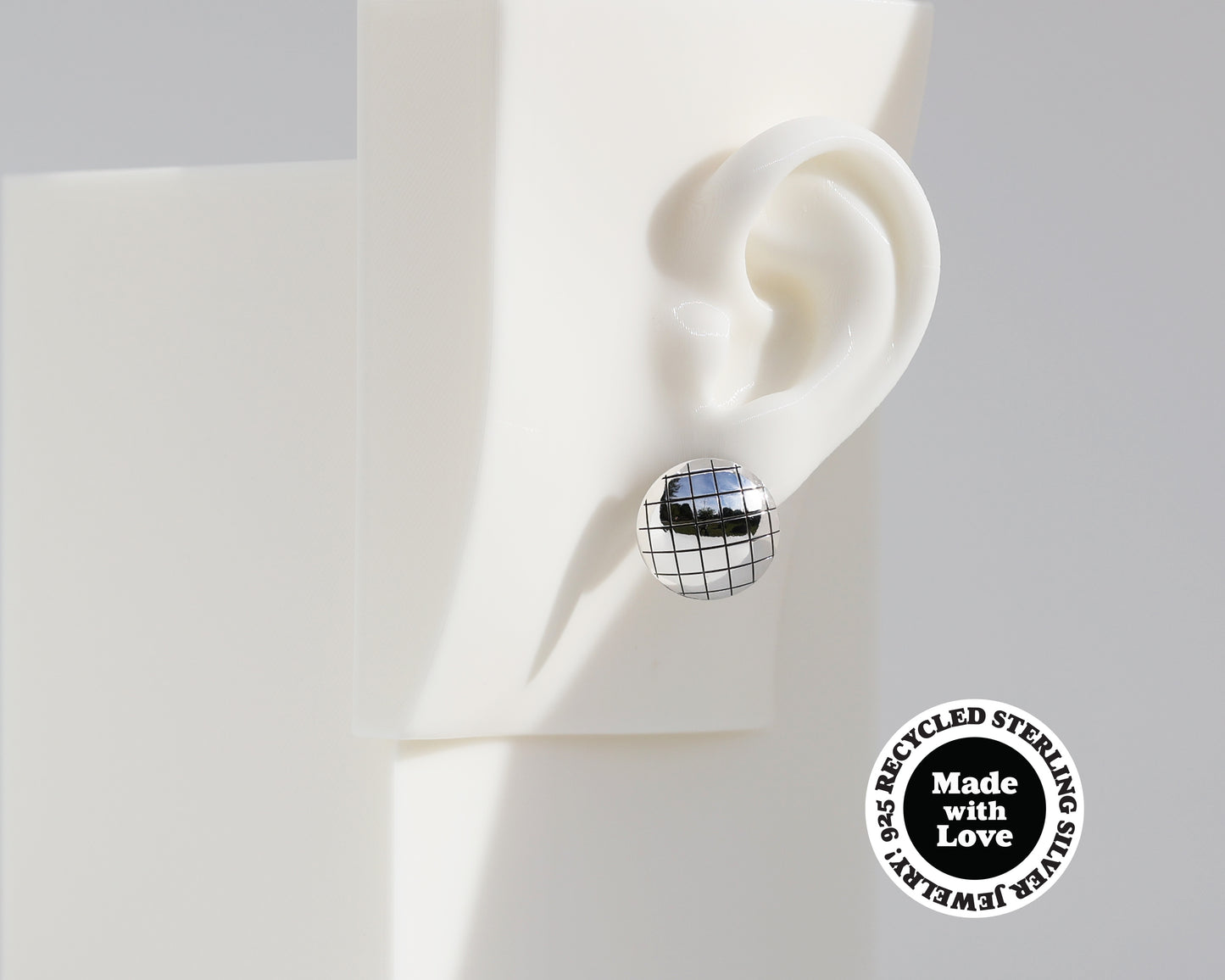 Mismatched "Memphis Style" & "Grid" Sterling Silver Dome Earrings #AD002
