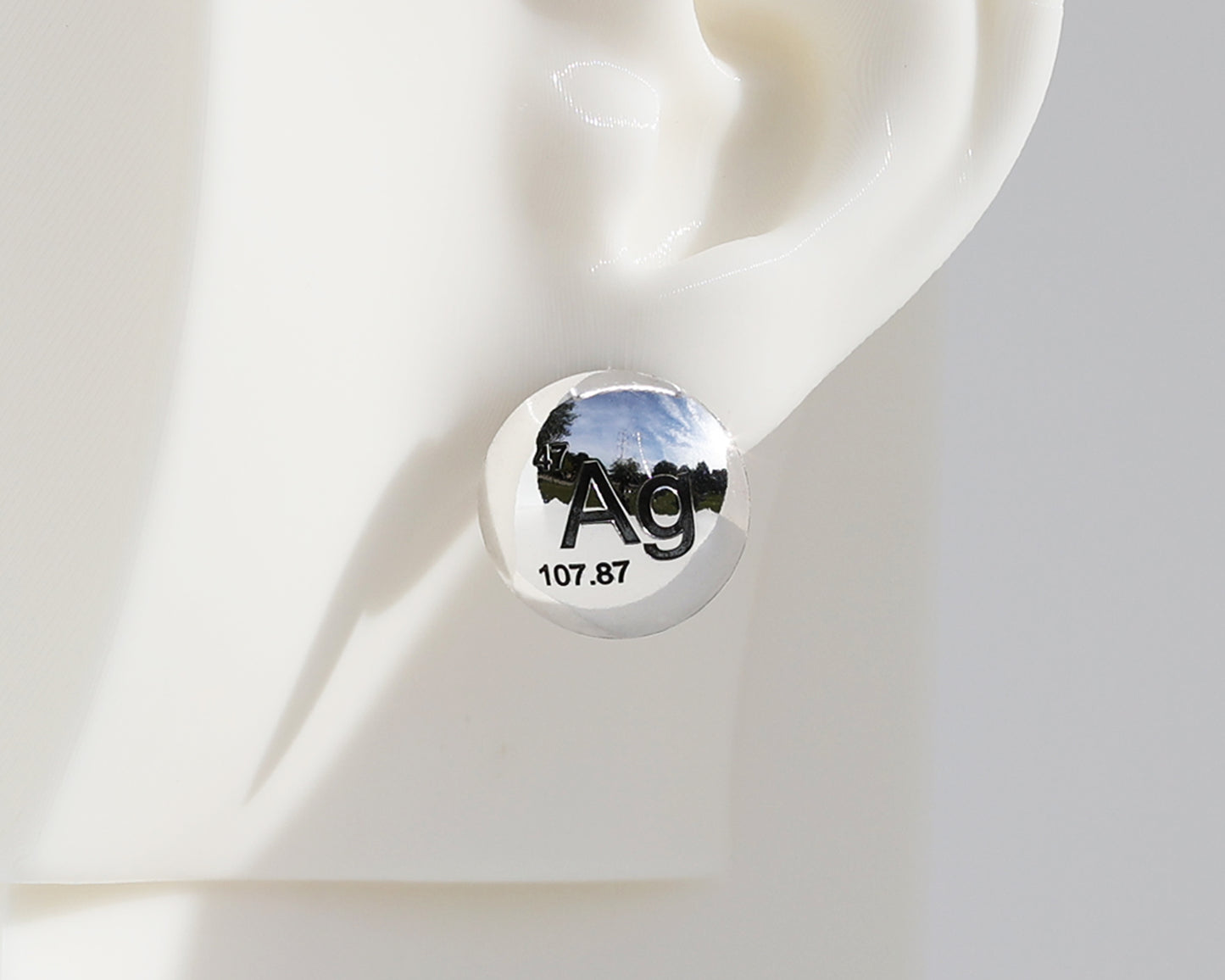 Mismatched "Ag" & "Made with Love" Sterling Silver Dome Earrings #AD003