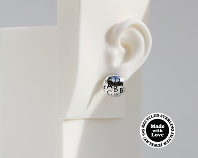 Mismatched "Numbers" & "Letters" Sterling Silver Dome Earrings #AD004
