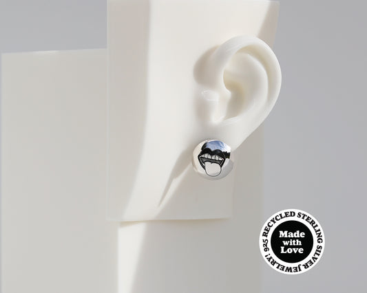 "Lips" & "Tongue" Sterling Silver Dome Earrings #AD005
