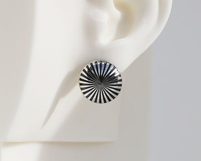 Mismatched "Ray" & "Wave" Sterling Silver Dome Earrings #AD006