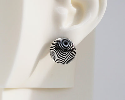 Mismatched "Ray" & "Wave" Sterling Silver Dome Earrings #AD006