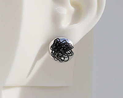 Mismatched "Graffiti" & "Scribble" Sterling Silver Dome Earrings #AD007