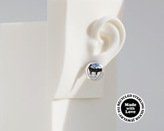 "Happy Heart" & "Happy Face" Sterling Silver Dome Earrings #AD008