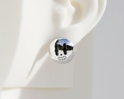 Mismatched "Happy Heart" & "Happy Face" Sterling Silver Dome Earrings #AD008