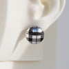 Mismatched "Plaid" & "Houndstooth" Sterling Silver Dome Earrings #AD009