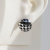 Mismatched "Plaid" & "Houndstooth" Sterling Silver Dome Earrings #AD009