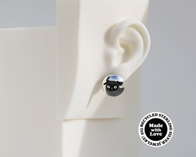 Asymmetrical Sterling Silver Dome Earrings #A010