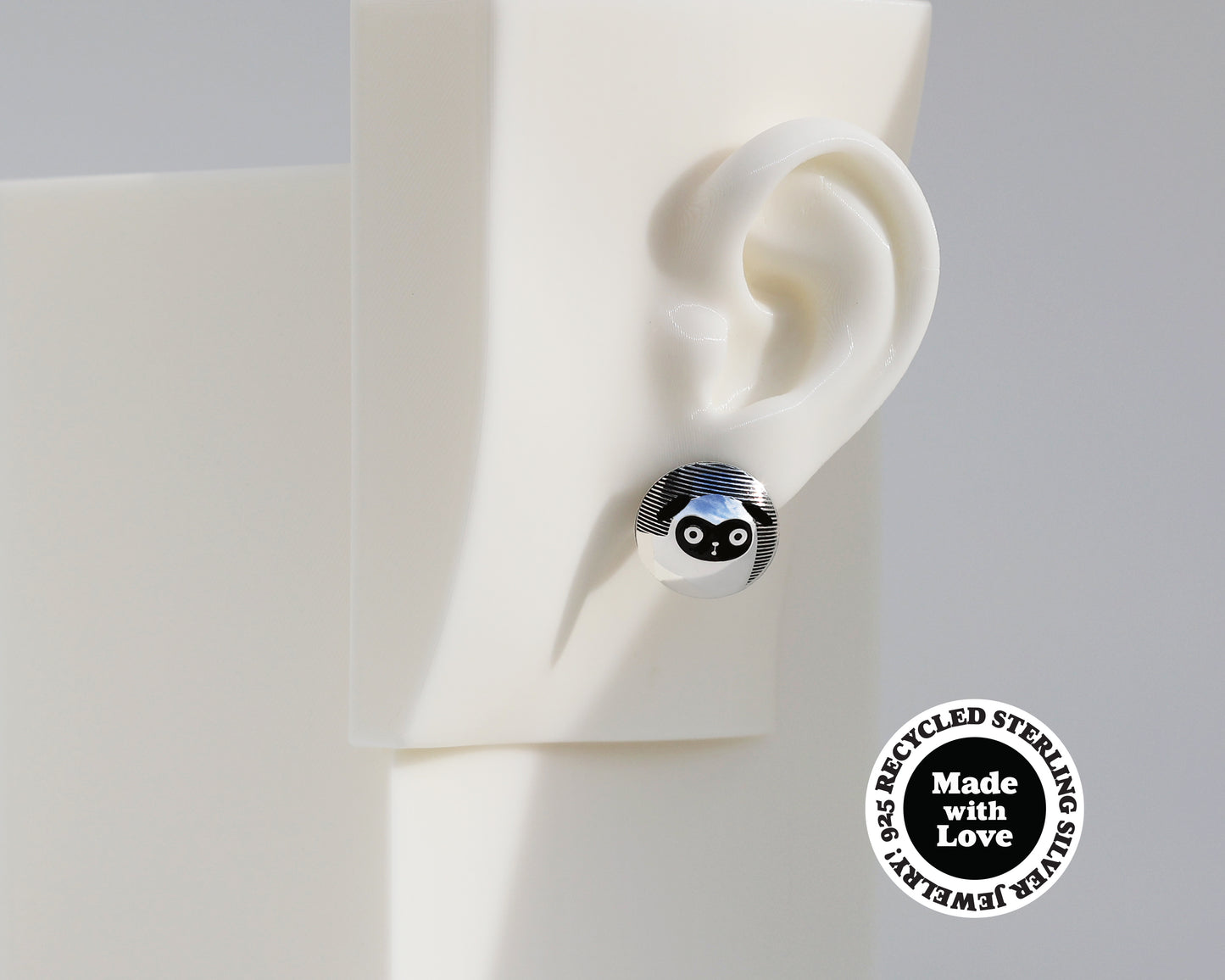 Asymmetrical Sterling Silver Dome Earrings #A010