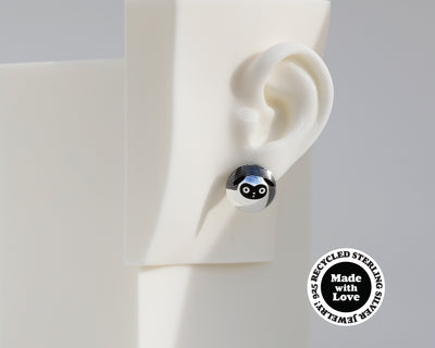 Asymmetrical Sterling Silver Dome Earrings #A010