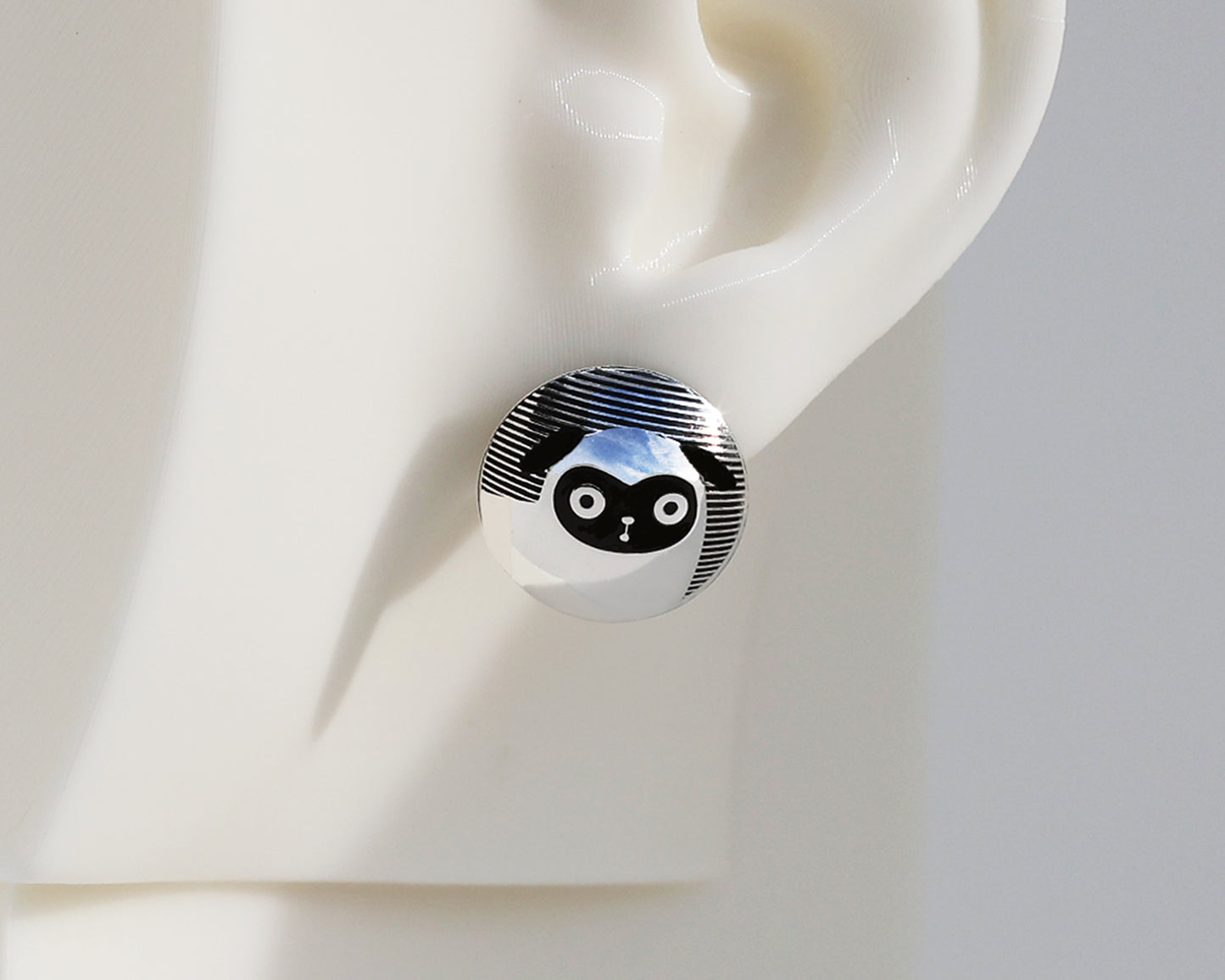 Mismatched "Pug the Pugs" Sterling Silver Dome Earrings #A010