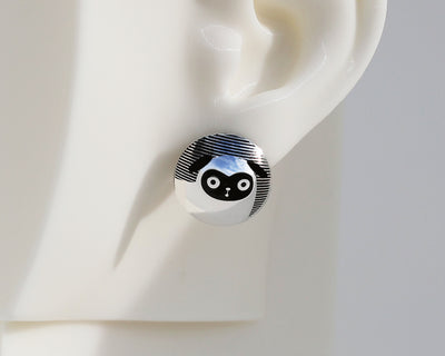 Mismatched "Pug the Pugs" Sterling Silver Dome Earrings #A010