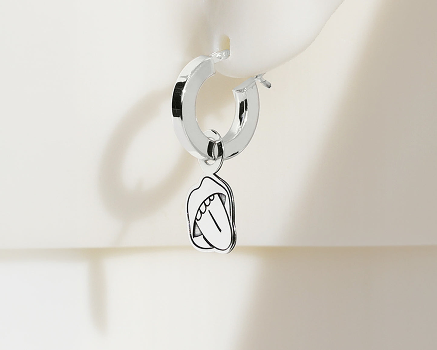 Sterling Silver 2 Hoops, 1 Charm Earrings #AL001