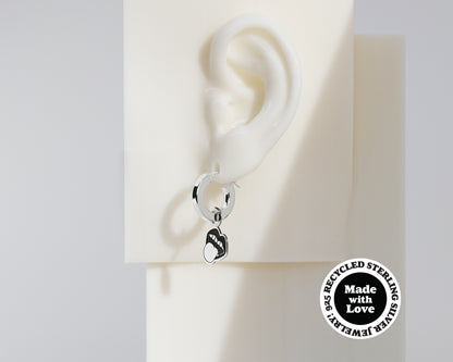 Sterling Silver 2 Hoops, 1 Charm Earrings #AL002