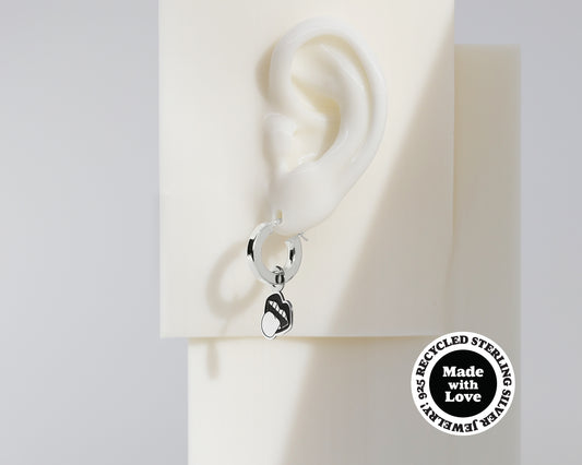 Sterling Silver 2 Hoops, 1 Charm Earrings #AL002