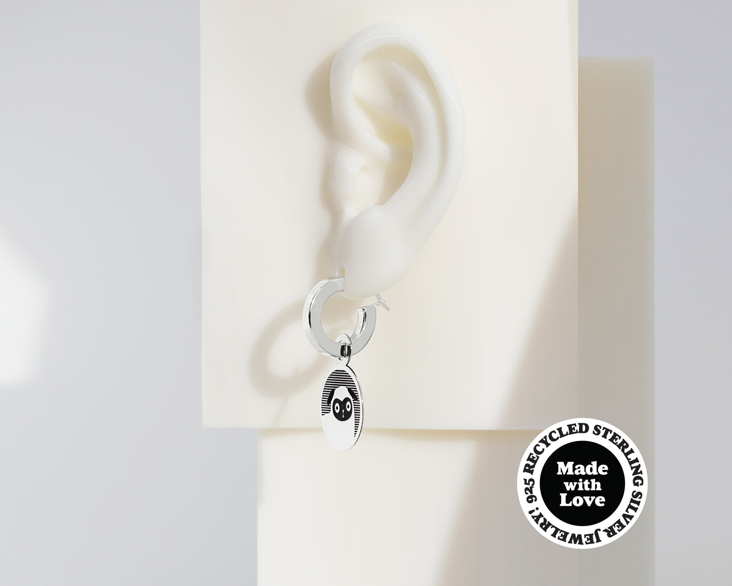 Sterling Silver 2 Hoops & 1 Puppa ThePug Charm Earrings #AL003