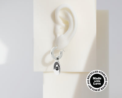 Sterling Silver 2 Hoops & 1 Puppa ThePug Charm Earrings #AL003